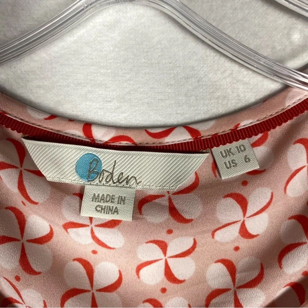 Boden US 6 Peggy Pinwheel Ruffle Pleated Blouse 0072 Sleeveless Printed Top pink - Picture 4 of 9